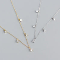 Elegant Geometry Round CZ Tassels 925 Sterling Silver Necklace - KIAHMILLA