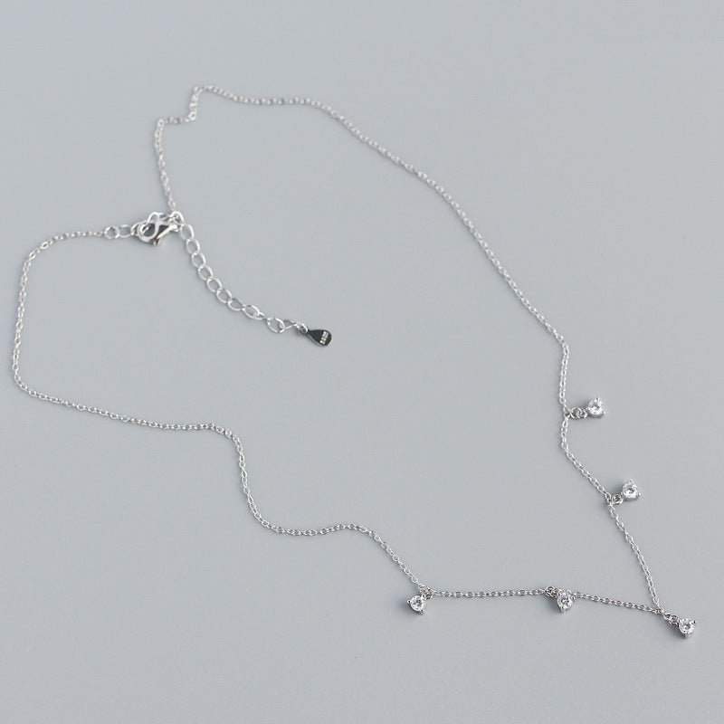 Elegant Geometry Round CZ Tassels 925 Sterling Silver Necklace - KIAHMILLA