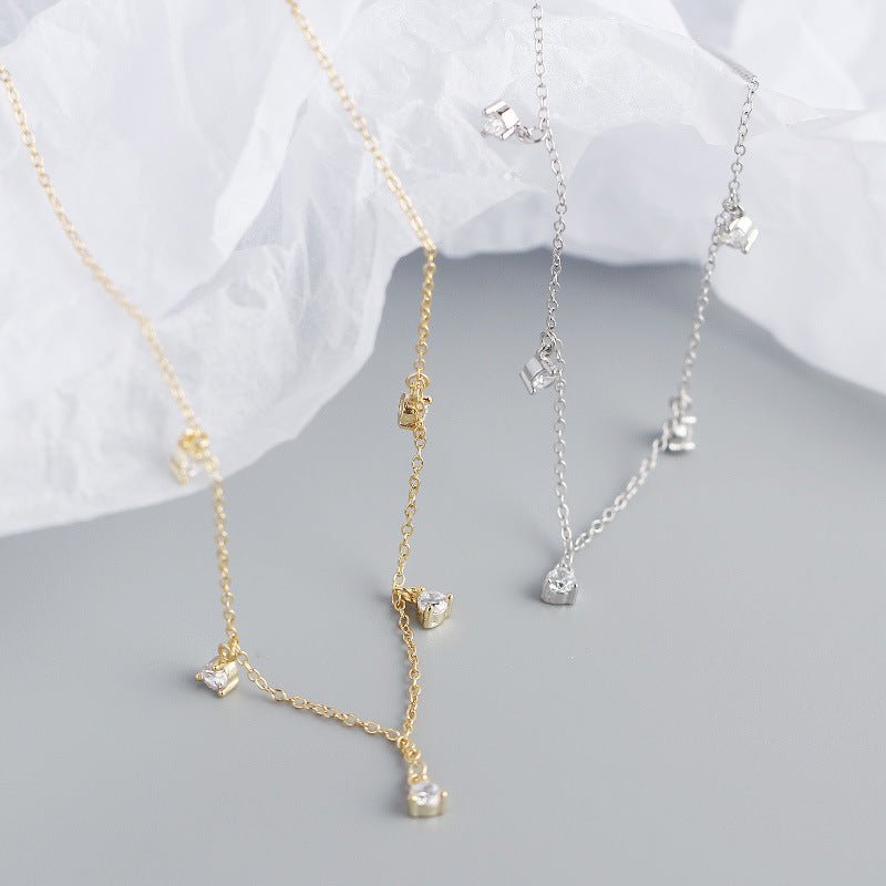 Elegant Geometry Round CZ Tassels 925 Sterling Silver Necklace - KIAHMILLA