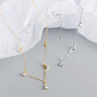 Elegant Geometry Round CZ Tassels 925 Sterling Silver Necklace - KIAHMILLA