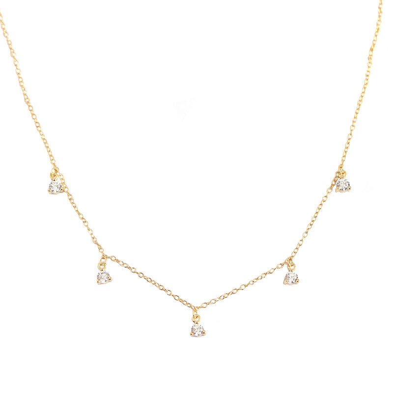 Elegant Geometry Round CZ Tassels 925 Sterling Silver Necklace - KIAHMILLA