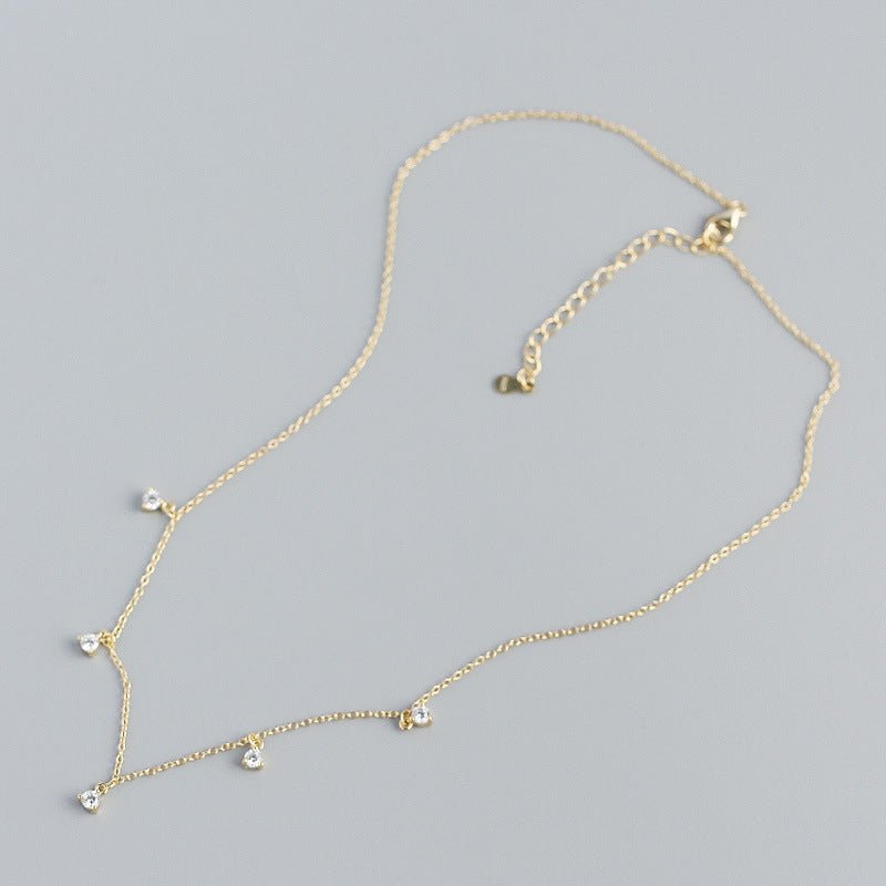 Elegant Geometry Round CZ Tassels 925 Sterling Silver Necklace - KIAHMILLA