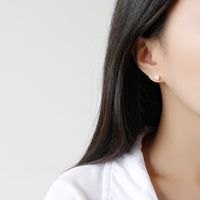 Elegant Minimalist Geometric Design Natural Freshwater Pearl 925 Sterling Silver Stud Earrings - KIAHMILLA
