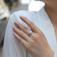 Elegant Moissanite and Cubic Zirconia Geometric Design 925 Sterling Silver Ring - KIAHMILLA
