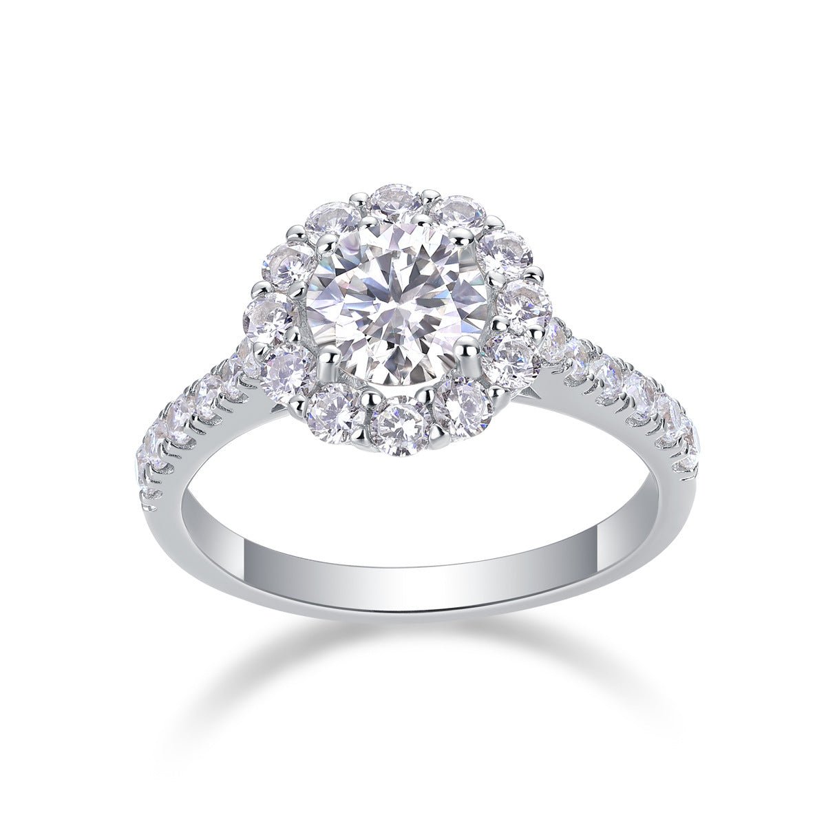 Elegant Moissanite and Cubic Zirconia Geometric Design 925 Sterling Silver Ring - KIAHMILLA