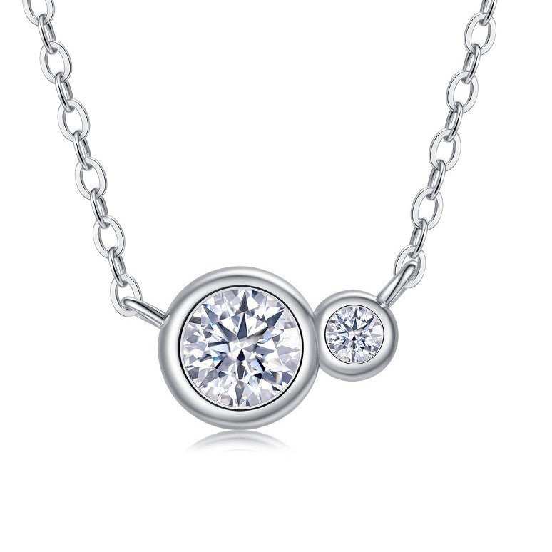 Elegant Moissanite Geometric Design 925 Sterling Silver Pendant Necklace - KIAHMILLA