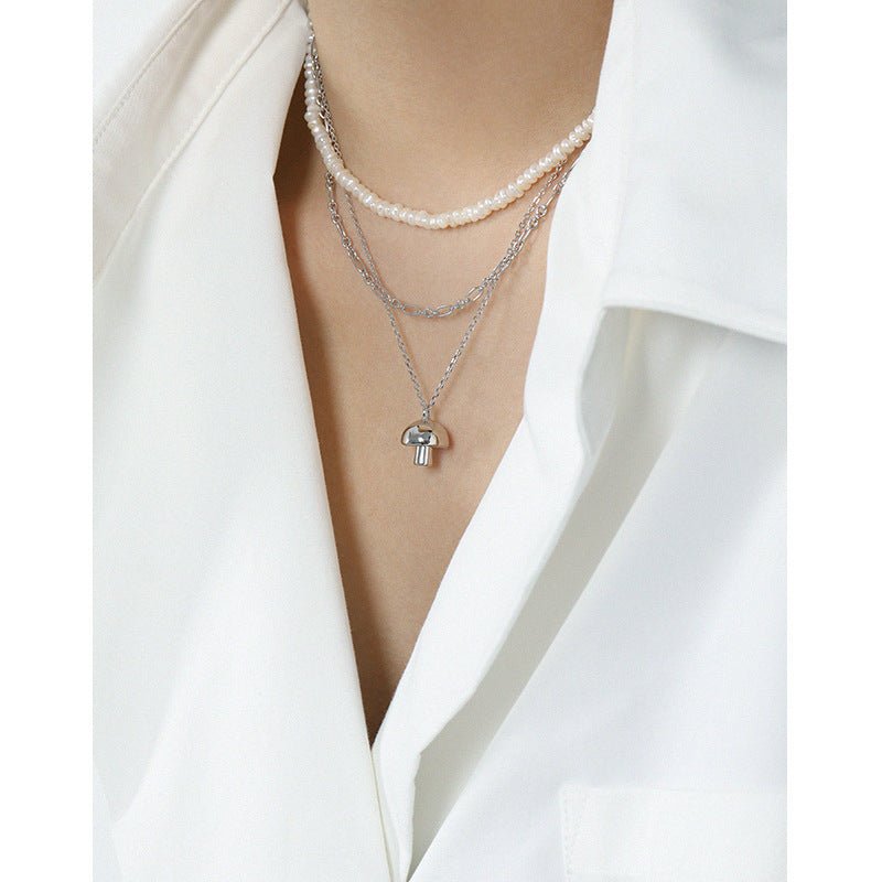 Elegant Mushroom 925 Sterling Silver Chain Pendant Necklace - KIAHMILLA