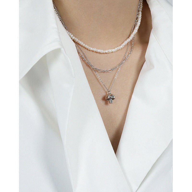 Elegant Mushroom 925 Sterling Silver Chain Pendant Necklace - KIAHMILLA