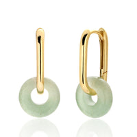 Elegant Natural Green Aventurine Ping Buckle 925 Sterling Silver Hoop Earrings - KIAHMILLA