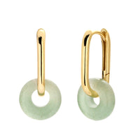 Elegant Natural Green Aventurine Ping Buckle 925 Sterling Silver Hoop Earrings - KIAHMILLA