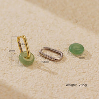 Elegant Natural Green Aventurine Ping Buckle 925 Sterling Silver Hoop Earrings - KIAHMILLA
