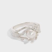 Elegant Natural Pearl Irregular 925 Sterling Silver Adjustable Ring - KIAHMILLA