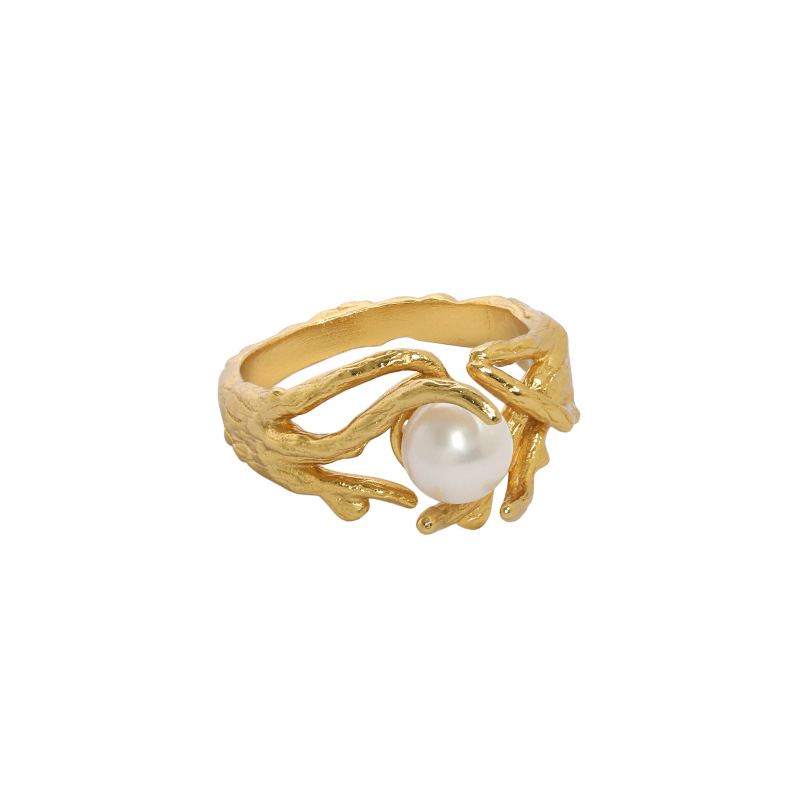 Elegant Natural Pearl Irregular 925 Sterling Silver Adjustable Ring - KIAHMILLA