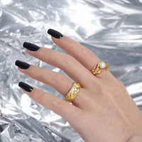 Elegant Natural Pearl Irregular 925 Sterling Silver Adjustable Ring - KIAHMILLA