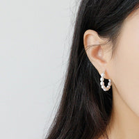 Elegant Natural Pearls Circles 925 Sterling Silver Hoop Earrings - KIAHMILLA