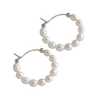 Elegant Natural Pearls Circles 925 Sterling Silver Hoop Earrings - KIAHMILLA