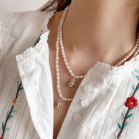 Elegant Natural Pearls Rose FLower 925 Sterling Silver Necklace - KIAHMILLA