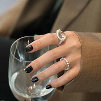 Elegant Round Natural Anemousite/Crystal CZ 925 Sterling Silver Adjustable Ring - KIAHMILLA