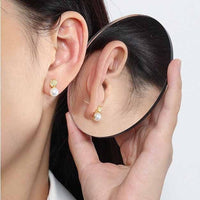 Elegant Round Natural Cultured Pearl 925 Sterling Silver Stud Earrings - KIAHMILLA