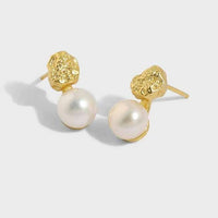 Elegant Round Natural Cultured Pearl 925 Sterling Silver Stud Earrings - KIAHMILLA