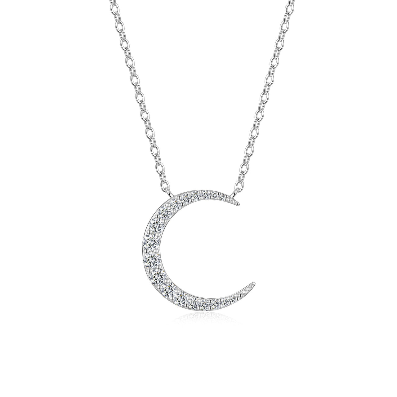 Elegant Star and Crescent Moon Moissanite 925 Sterling Silver Pendant Necklace - KIAHMILLA