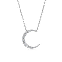 Elegant Star and Crescent Moon Moissanite 925 Sterling Silver Pendant Necklace - KIAHMILLA