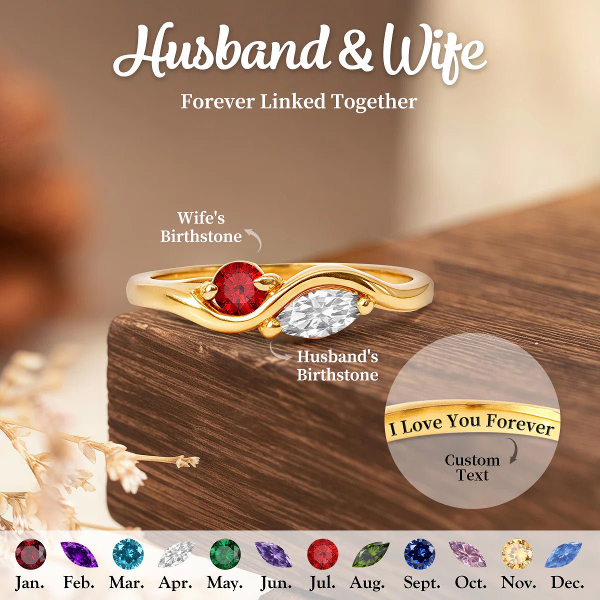 Elegant Wave Birthstone Ring - KIAHMILLA