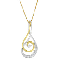 Espira 10K Two-Tone Gold Round Cut Diamond Sparkling Spiral Pendant Necklace (1/6 cttw, J-K Color, I2-I3 Clarity) - KIAHMILLA