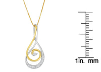 Espira 10K Two-Tone Gold Round Cut Diamond Sparkling Spiral Pendant Necklace (1/6 cttw, J-K Color, I2-I3 Clarity) - KIAHMILLA