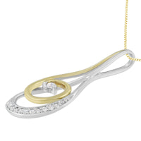 Espira 10K Two-Tone Gold Round Cut Diamond Sparkling Spiral Pendant Necklace (1/6 cttw, J-K Color, I2-I3 Clarity) - KIAHMILLA