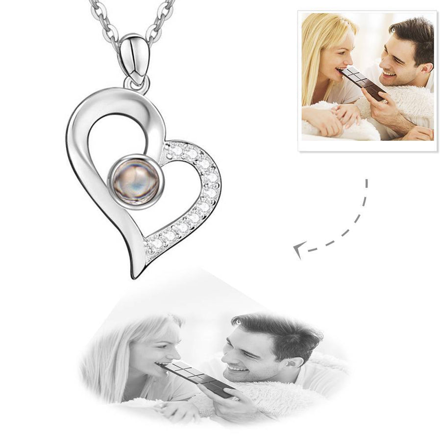 Personalized Heart Pendant Photo Projection Necklace