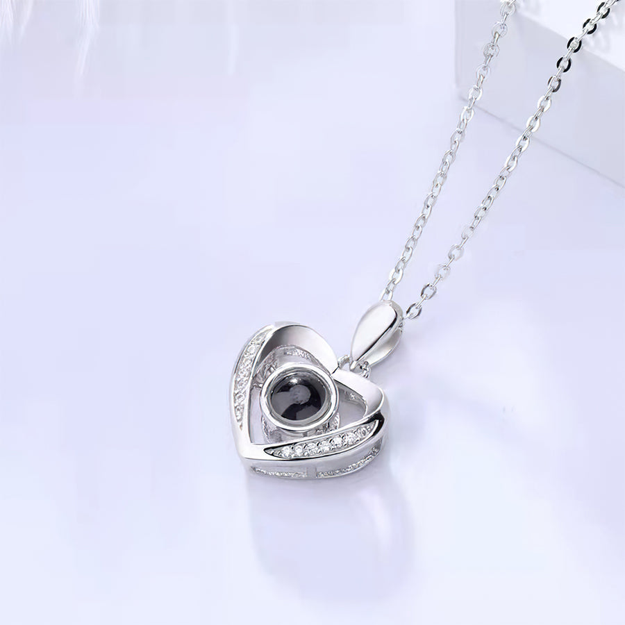 Personalized Heart Projection Necklace with Diamonds
