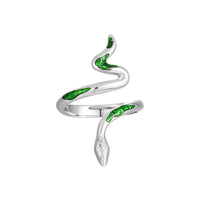 Fashion Animail Green Epoxy Snake 925 Sterling Silver Adjustable Ring - KIAHMILLA