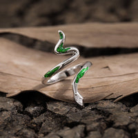 Fashion Animail Green Epoxy Snake 925 Sterling Silver Adjustable Ring - KIAHMILLA