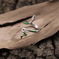 Fashion Animail Green Epoxy Snake 925 Sterling Silver Adjustable Ring - KIAHMILLA
