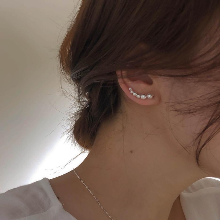 Fashion Beads 925 Sterling Silver Climbing Stud Earrings - KIAHMILLA