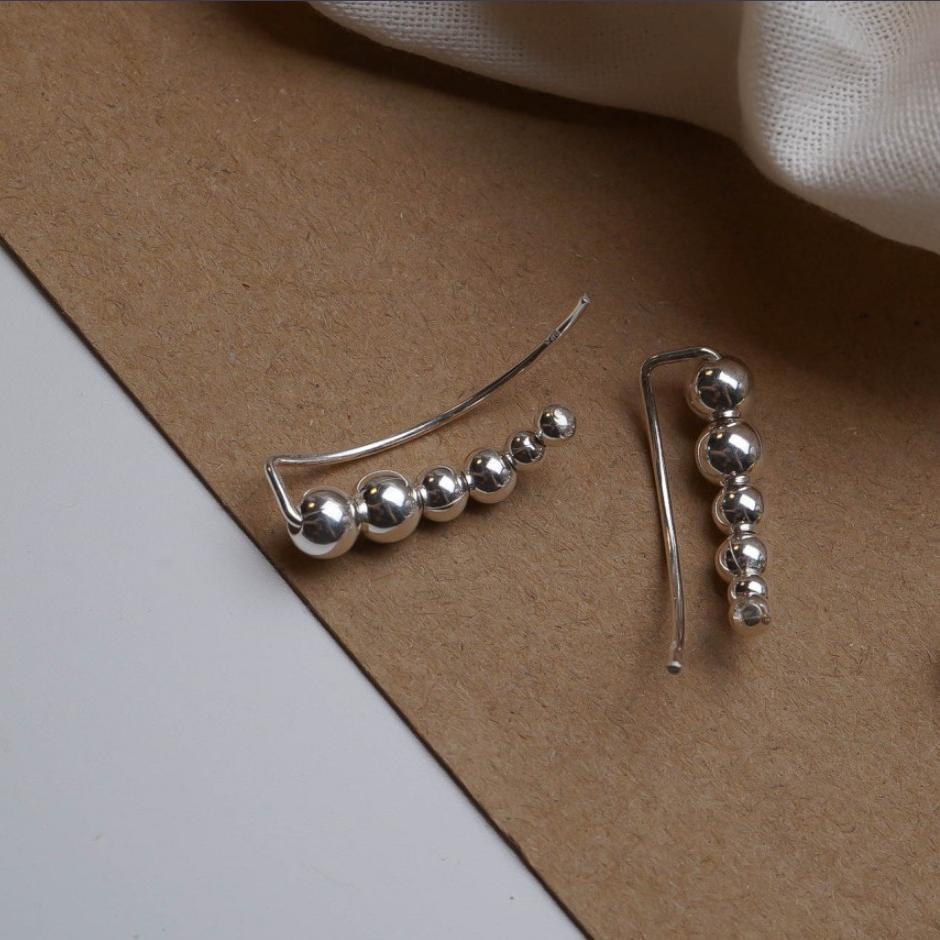 Fashion Beads 925 Sterling Silver Climbing Stud Earrings - KIAHMILLA