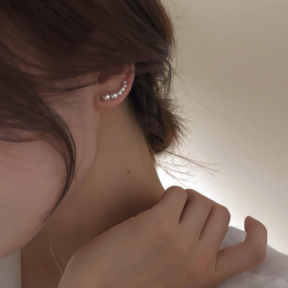 Fashion Beads 925 Sterling Silver Climbing Stud Earrings - KIAHMILLA