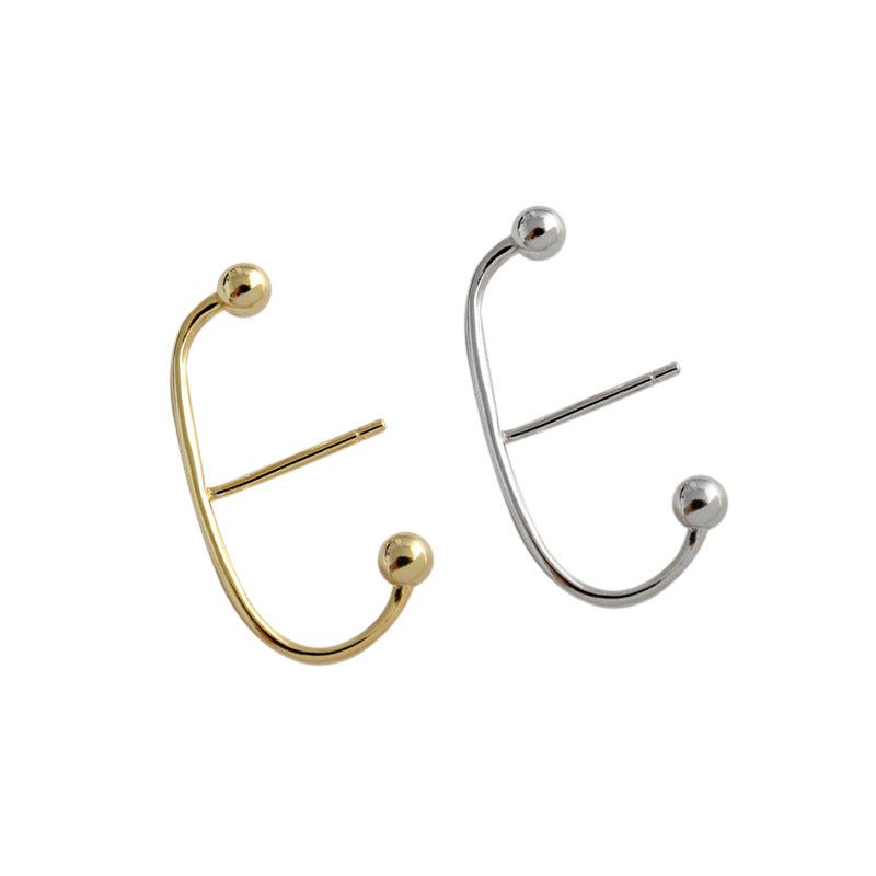 Fashion Beads C Shape New 925 Sterling Silver Stud Earrings - KIAHMILLA