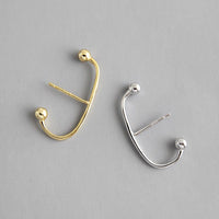 Fashion Beads C Shape New 925 Sterling Silver Stud Earrings - KIAHMILLA