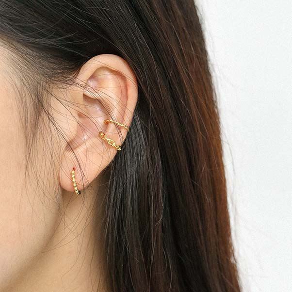 Fashion Beads Circle 925 Sterling Silver Huggie Hoop Earrings - KIAHMILLA