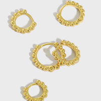 Fashion Beads Circle 925 Sterling Silver Huggie Hoop Earrings - KIAHMILLA
