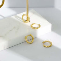 Fashion Beads Circle 925 Sterling Silver Huggie Hoop Earrings - KIAHMILLA