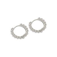 Fashion Beads Circle 925 Sterling Silver Huggie Hoop Earrings - KIAHMILLA