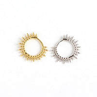 Fashion Beads Sun Circle 925 Sterling Silver Huggie Hoop Earrings - KIAHMILLA