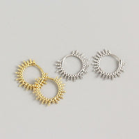 Fashion Beads Sun Circle 925 Sterling Silver Huggie Hoop Earrings - KIAHMILLA