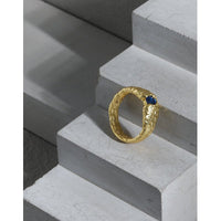 Fashion Blue CZ Irregualr 925 Sterling Silver Ring - KIAHMILLA