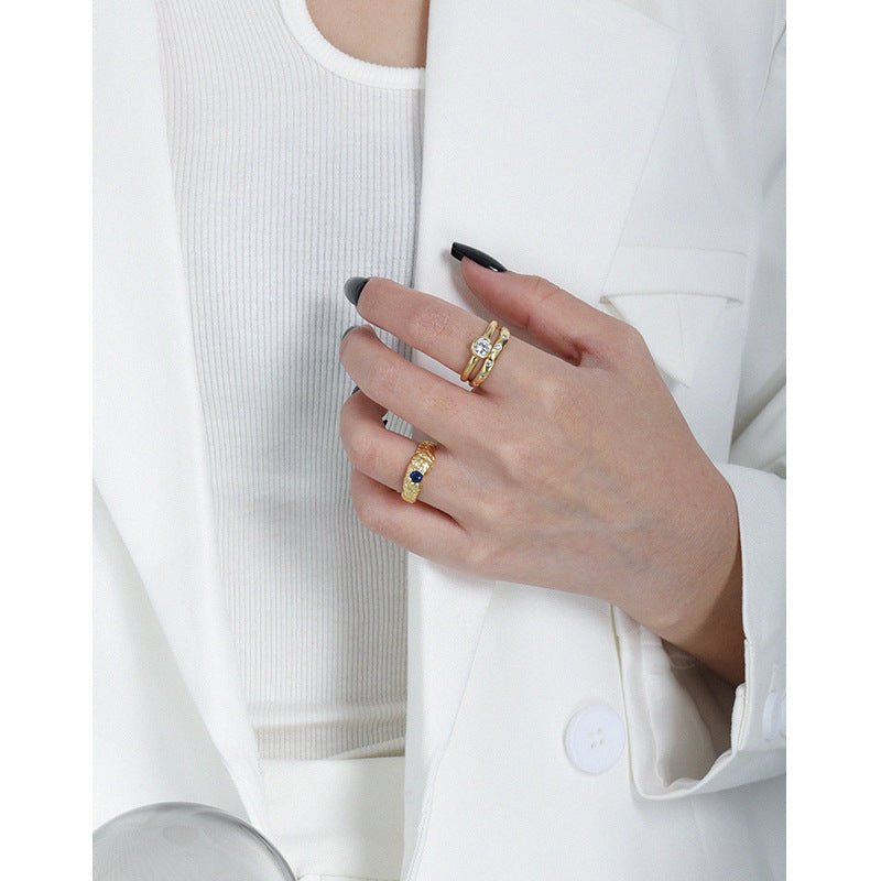 Fashion Blue CZ Irregualr 925 Sterling Silver Ring - KIAHMILLA