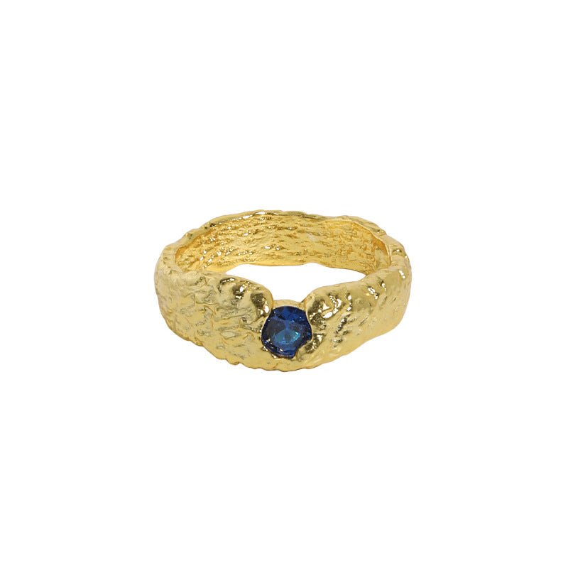 Fashion Blue CZ Irregualr 925 Sterling Silver Ring - KIAHMILLA