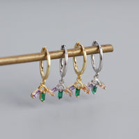 Fashion Colorful CZ Flower 925 Sterling Silver Hoop Earrings - KIAHMILLA